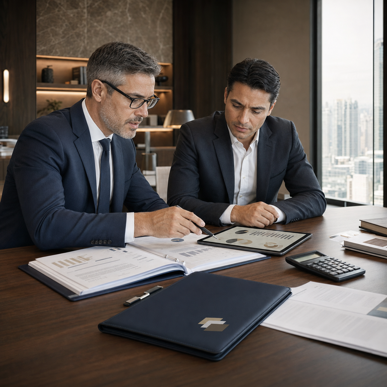 Trustlic advisers reviewing financial statements with a client
