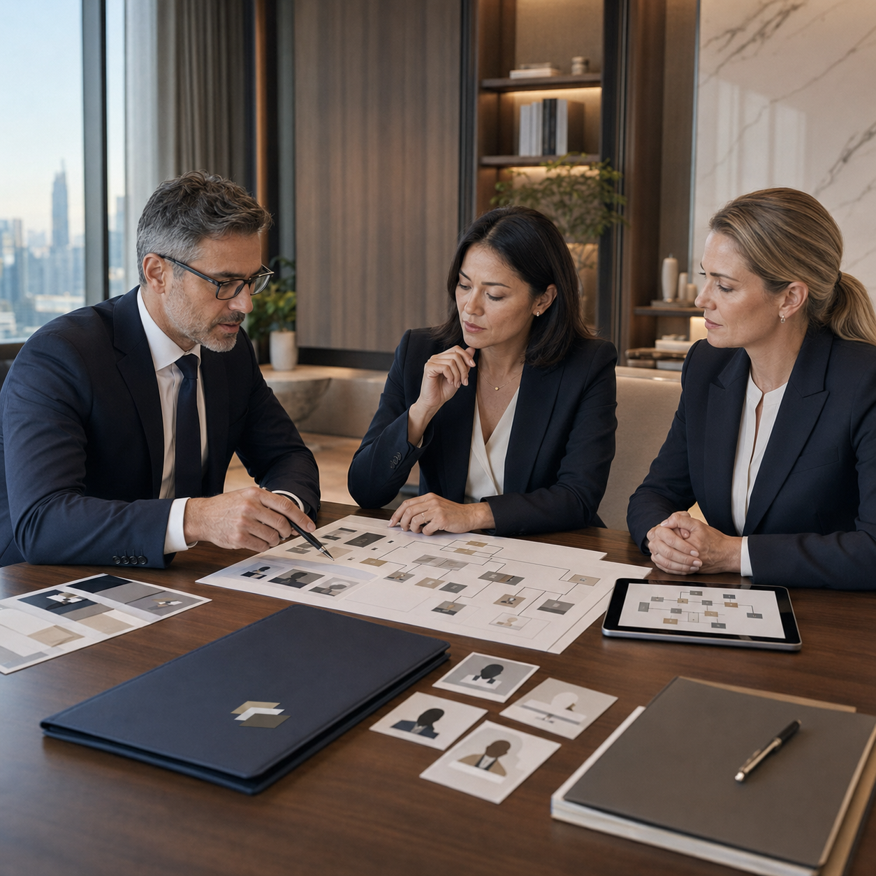 Trustlic team reviewing an organisation structure