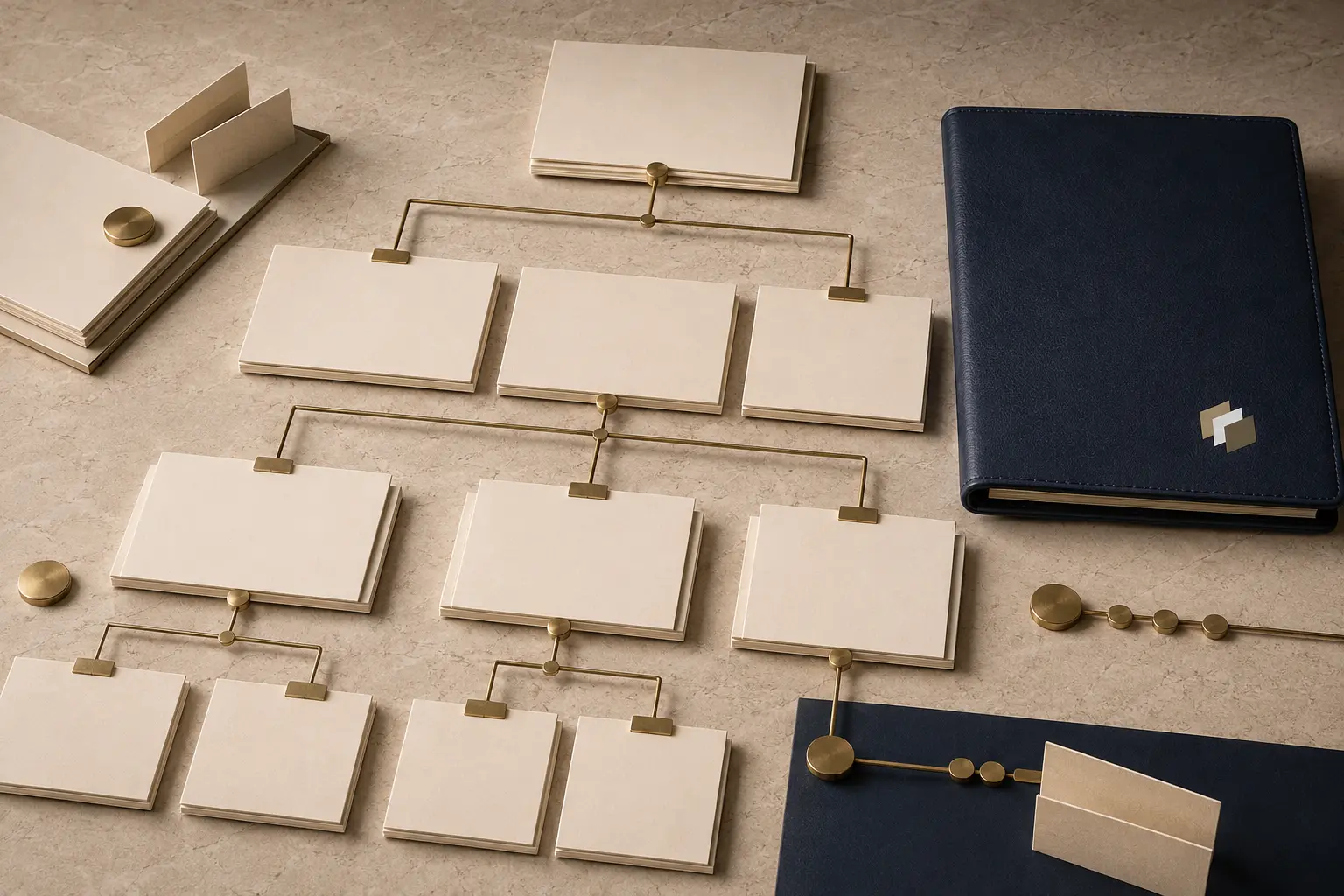 An organised people-structure workspace with connected role cards and a Trustlic folio